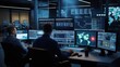 © Damian Sobczyk - Network operations center ( NOC) with technicians monitoring network traffic, troubleshooting issues, and ensuring network performance