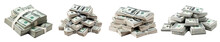 Money Pile Of Packs Of Hundred Dollar Bills Stacks Isolated On Transparent Background
