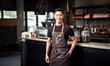 © Vladyslav - A portrait of a contented barista, donning his uniform while skillfully crafting coffee