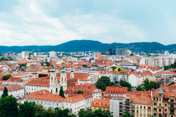 Wall Mural - Aerial view of city of Graz, Austria