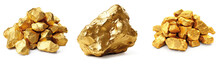 Gold Nugget Grains Isolated On Transparent Background