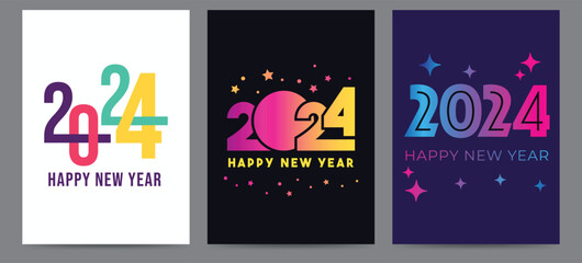 Poster - Cover design of 2024 happy new year. Happy new year 2024 design poster.