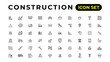 Build and construction thin line icons vector