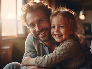 Wall Mural - Happy Father Day. Father and daughter smiling happily. Generative AI