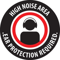 Canvas Print - High noise area Black and white warning sign sticker vector eps