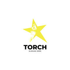 Wall Mural - torch star logo vector template.