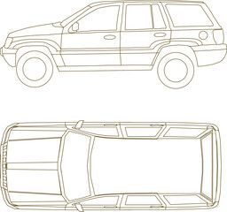 Vector sketch illustration of minivan car design for small family in big cit