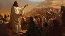 Jesus Preaches To People, Teaches People, Jesus Christ,Generative AI