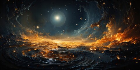 Wall Mural - ai generated. ai generative. modern minimal solar system galaxy space decoration abstract background