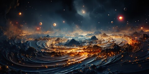 Wall Mural - ai generated. ai generative. modern minimal solar system galaxy space decoration abstract background