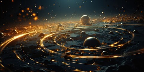 Wall Mural - AI Generated. AI Generative. Modern minimal solar system galaxy space decoration abstract background poster close future cyber space