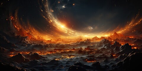 Wall Mural - ai generated. ai generative. modern minimal solar system galaxy space decoration abstract background