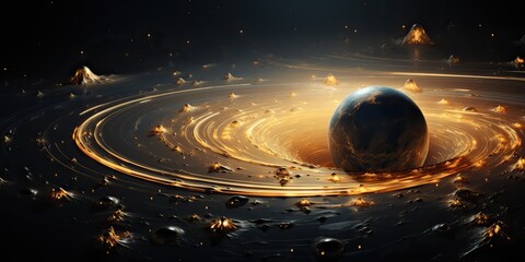Wall Mural - AI Generated. AI Generative. Modern minimal solar system galaxy space decoration abstract background poster close future cyber space