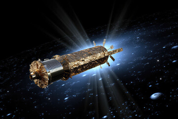 Wall Mural - a stunning view of a spacecraft floating gracefully in the vastness of space, with the earth in the 