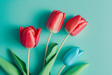 Fototapeta Tulipany - Czerwone tulipany. Pastelowe kolory. Generative AI