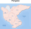 Supercontinent Pangaea with modern continental borders, Superocean Panthalassa, and Paleo-Tethys Ocean