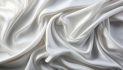 Soft elegant white silk.Abstract White Satin Silky Cloth for background, Fabric Textile Drape with Crease Wavy Folds.with soft waves,waving in the wind.