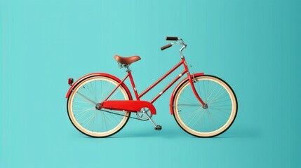 Sticker -  a red bicycle with a red seat on a blue background.  generative ai