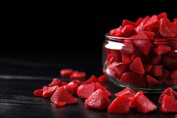 Poster - Freeze dried and fresh strawberries.