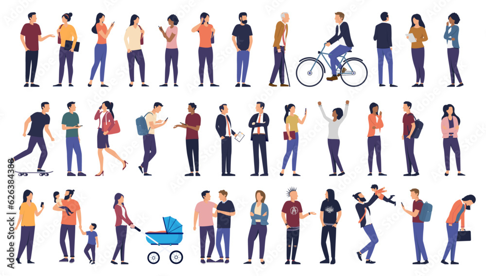 People vector collection - Set of casual urban characters in various ...