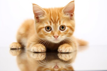Poster - red cat with stripes on white background.