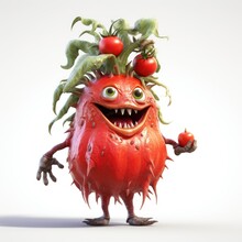 Tomato Monster. Character On White Background. 3d