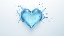  A Blue Heart Shaped Object With Water Splashing On It.  Generative Ai