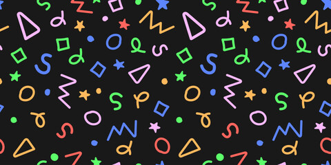 Poster - Squiggle doodle seamless pattern. Scribble color illustration.