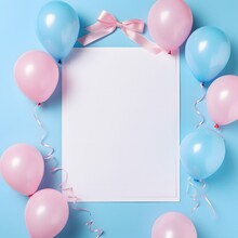 Gender Reveal Party Mockup, Poster, White Paper For Editing, Announcement 