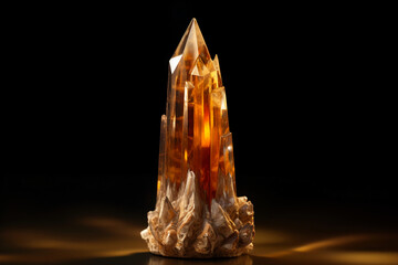 Golden Tower: Vertical Citrine Crystal Radiance, Generative AI