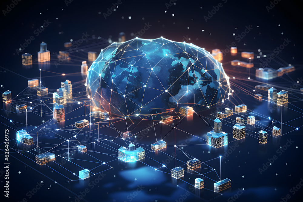 data transfer cloud computing technology concept. A large prominent ...