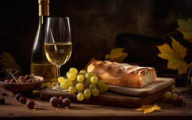 Wall Mural - bottle of the white wine with a glass