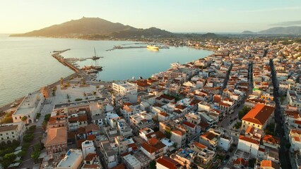 Wall Mural - Aerial view of Zakynthos town on Zante island in Greece.