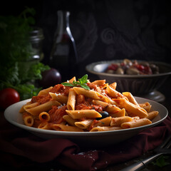 Canvas Print - pasta bolognese, penne, bolognese, restaurant, 