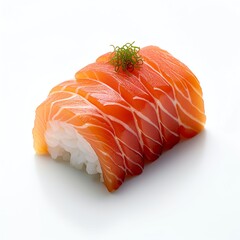 Wall Mural - sushi salmon on white background ultra realistic