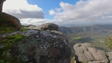 Timelapse Footage (4k) Panorama From A Mountain Of Grampians National Park (Gariwerd) Views Of Halls Gap And Surrounding Rock And Mountain Formation, Victoria, Australia