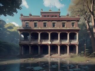 Canvas Print - the old abandoned house in the park