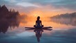 © InfiniteFlow - Woman Backlit in Yoga Pose in calm sunrise Zen. Generative AI image weber.