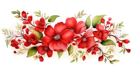 Wall Mural - flower watercolor red painting ornament for wedding invitation template