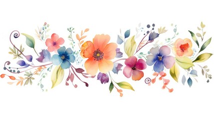 Wall Mural - Flower watercolor ornament for wedding decoration template