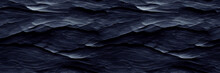 Beautiful Abstract Panoramic Background. Modern Wavy Ornament In Dark Blue With Grainy Texture And Noise. Wide Texture Background With Seamless Pattern. Great For Design And Header. Generative AI.