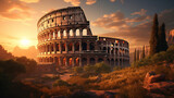 Colosseum in Rome landscape, hd wallpaper background