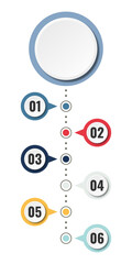 Wall Mural - Infographic that reports about the workflow in each step with a total of 6 topics.