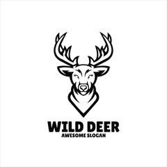 Poster - deer simple mascot logo design illustration