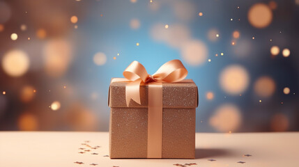 Wall Mural - gift box, soft light, light background, blurry light, simple decoration.