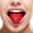 a mouth with a strawberry tongue