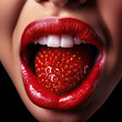 a mouth with a strawberry tongue