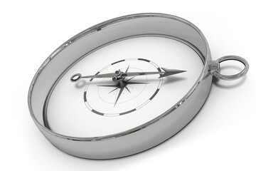 Digital png illustration of silver compass with transparent dial on transparent background