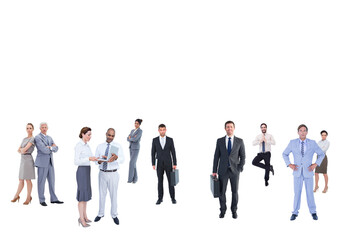 Wall Mural - Digital png photo of diverse business people on transparent background