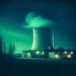 © vytautas - Nuclear power plant at night. Mystical green lighting